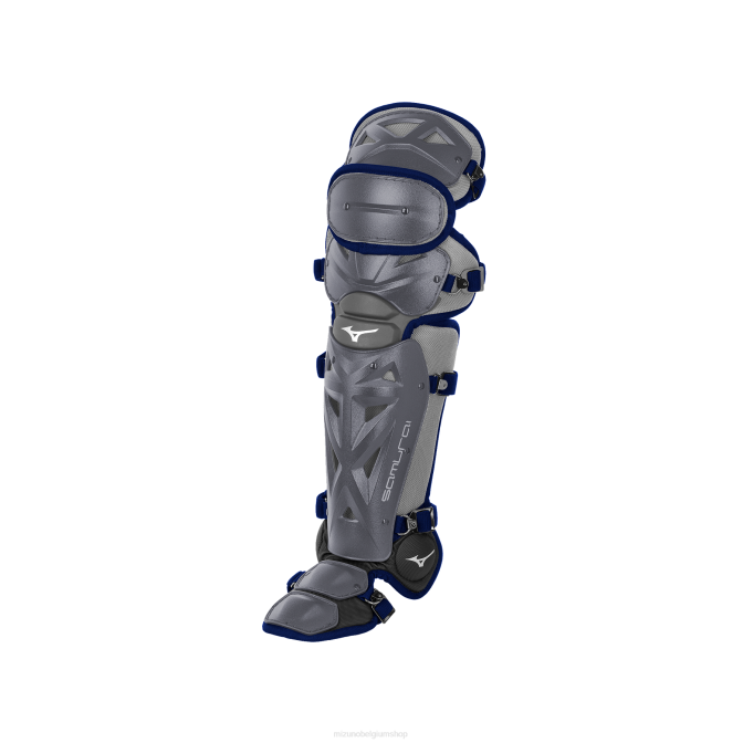 Mizuno samurai honkbal scheenbeschermers 14,5" jeugd accessoires grijs-navy VZJP1109