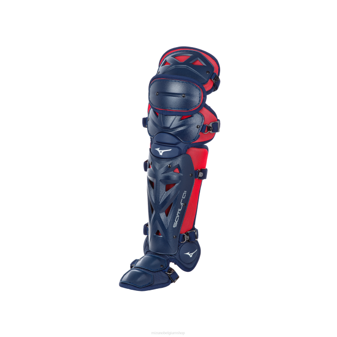 Mizuno samurai honkbal scheenbeschermers 14,5" jeugd accessoires marine-rood(5110) VZJP1101