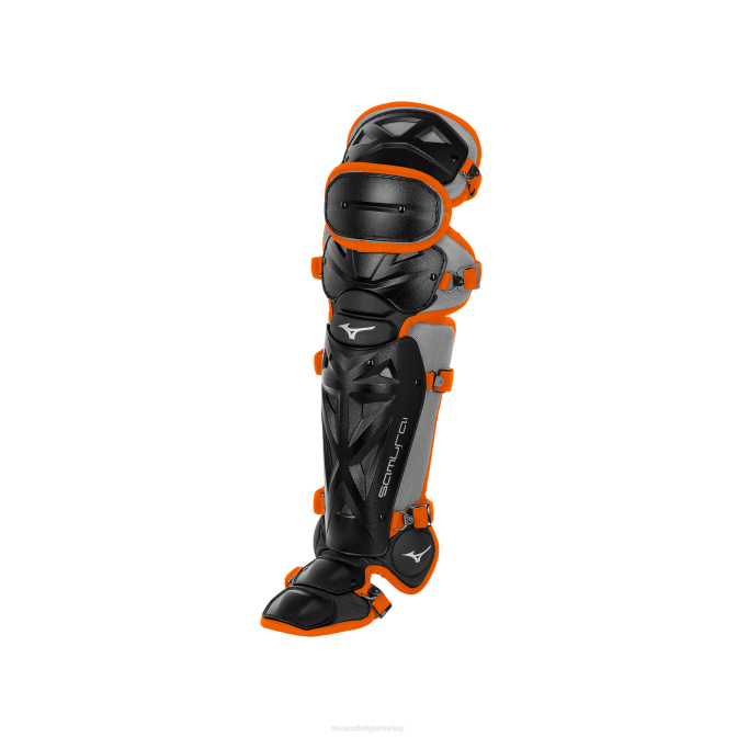 Mizuno samurai honkbal scheenbeschermers 14,5" jeugd accessoires zwart-oranje(9020) VZJP1103