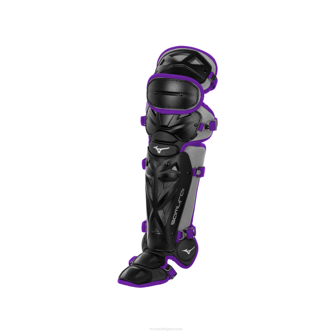 Mizuno samurai honkbal scheenbeschermers 14,5" jeugd accessoires zwart-paars VZJP1107