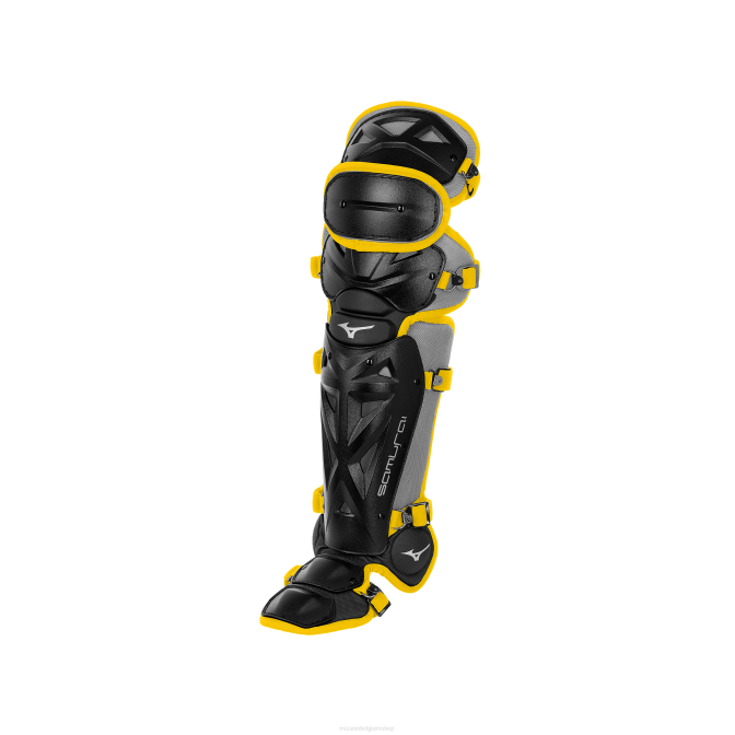 Mizuno samurai honkbal scheenbeschermers 16.5" uniseks accessoires zwart geel VZJP966