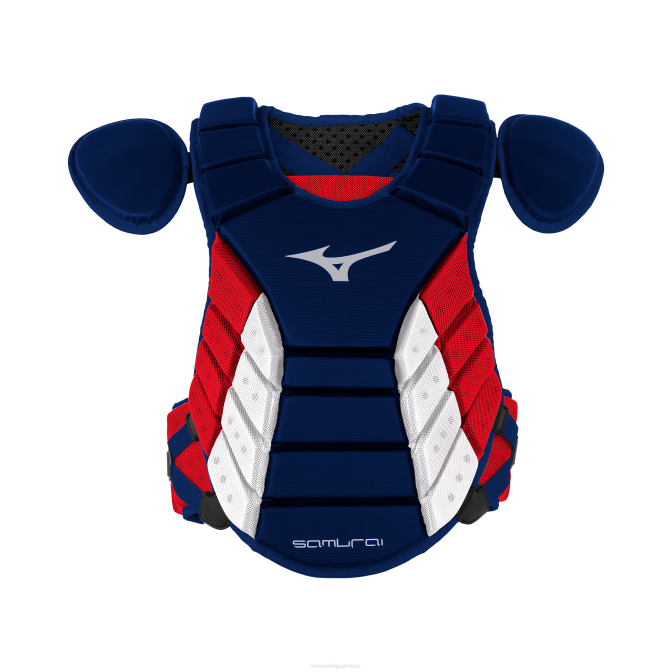 Mizuno samurai honkbal borstbeschermer 15" uniseks accessoires marine-rood(5110) VZJP1112