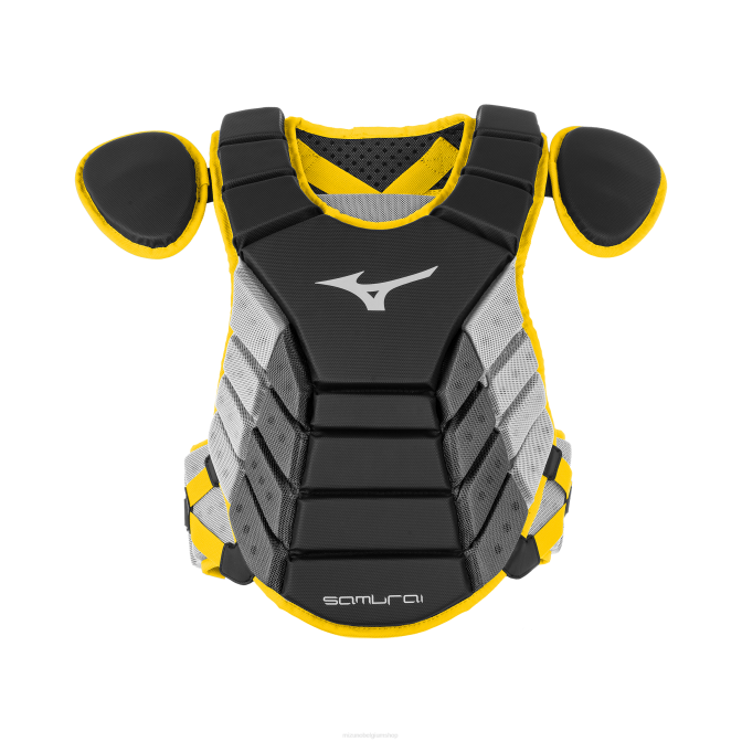 Mizuno samurai honkbal borstbeschermer 15" uniseks accessoires zwart geel VZJP1115
