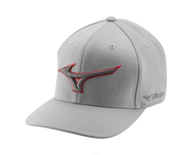 Mizuno diamanten snapback hoed uniseks accessoires grijs-rood(9110) VZJP1126