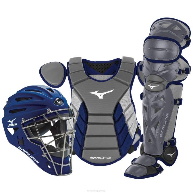 Mizuno samurai 14" baseball boxed catcher's gear set jeugd accessoires grijs-navy VZJP891