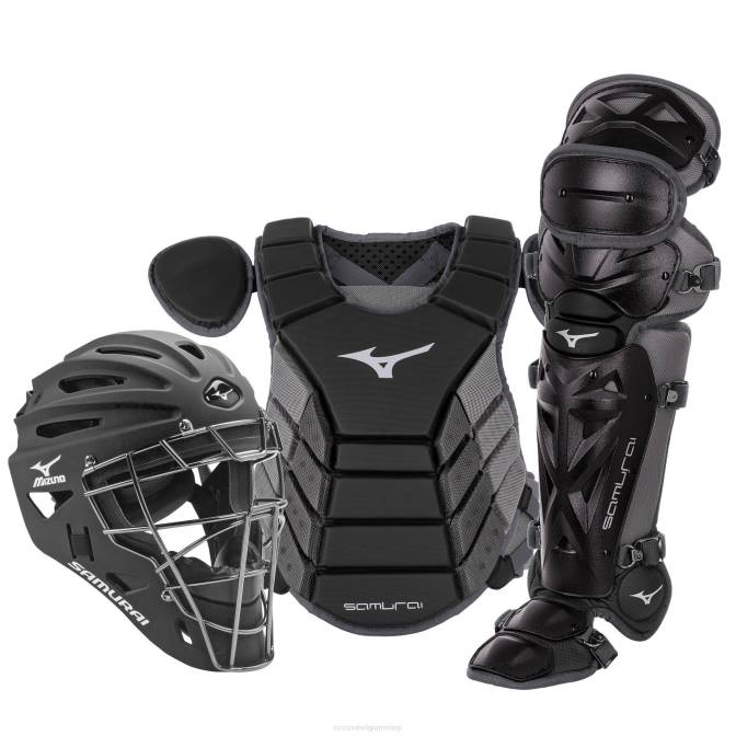 Mizuno samurai 14" baseball boxed catcher's gear set jeugd accessoires zwart-grijs(9091) VZJP890