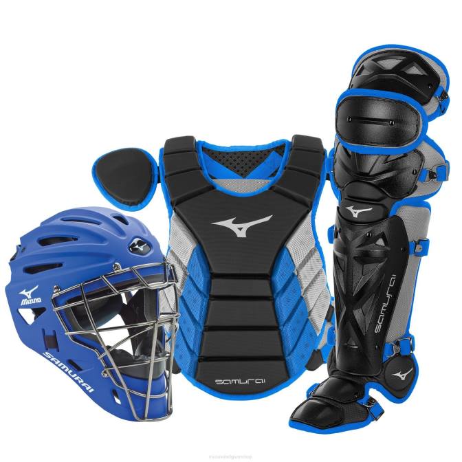 Mizuno samurai 14" baseball boxed catcher's gear set jeugd accessoires zwart-koninklijk(9052) VZJP888