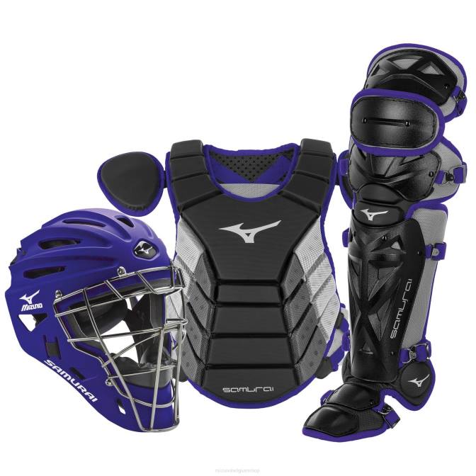 Mizuno samurai 16" baseball boxed catcher's gear set uniseks accessoires zwart-paars VZJP958