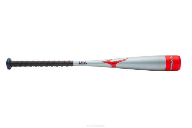 Mizuno pwr legering-big barrel honkbalknuppel (-10) jeugd accessoires grijs-rood(9110) VZJP679