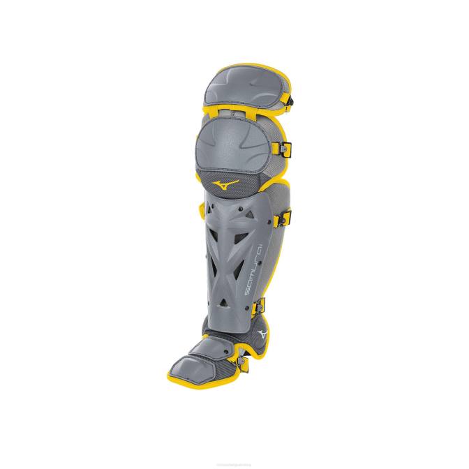 Mizuno samurai fastpitch softbal scheenbeschermers 16" vrouwen accessoires grijs-geel VZJP1784