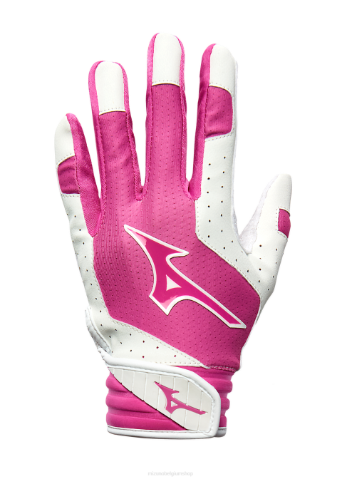 Mizuno Finch softbal gevoerde slaghandschoen jeugd accessoires wit-roze(0013) VZJP1677