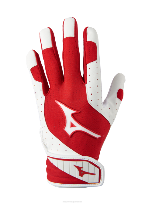 Mizuno Finch softbal gevoerde slaghandschoen vrouwen accessoires wit-rood(0010) VZJP1683