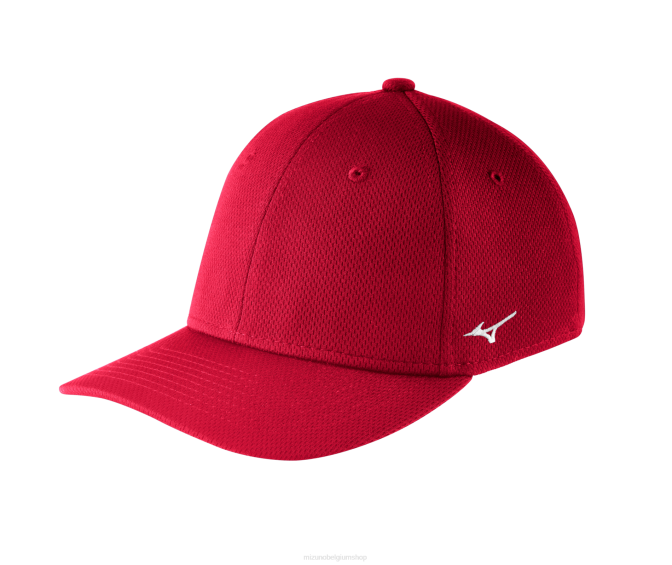 Mizuno stretch getailleerde team hoed uniseks accessoires rood(1010) VZJP568