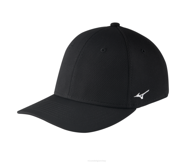 Mizuno stretch getailleerde team hoed uniseks accessoires zwart(9090) VZJP567