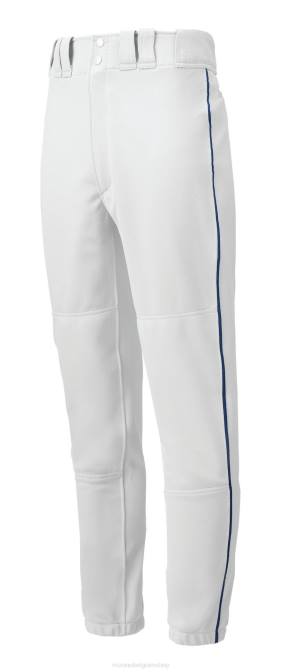 Mizuno eersteklas honkbalbroek met biezen jeugd kleding wit-marine (0051) VZJP1202