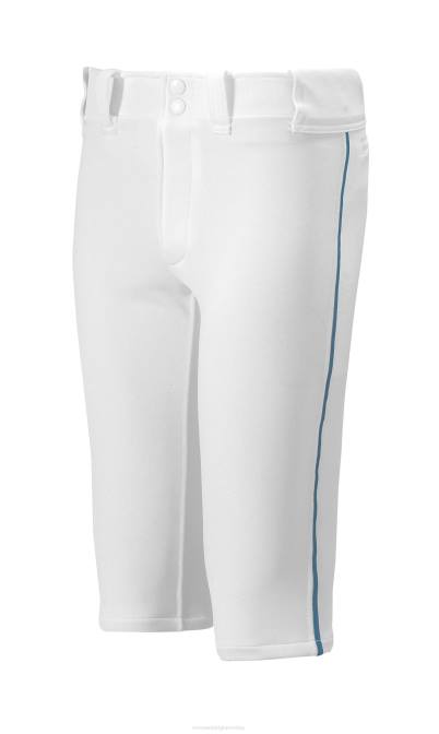 Mizuno premier honkbalbroek met korte biezen jeugd kleding wit-marine (0051) VZJP1214