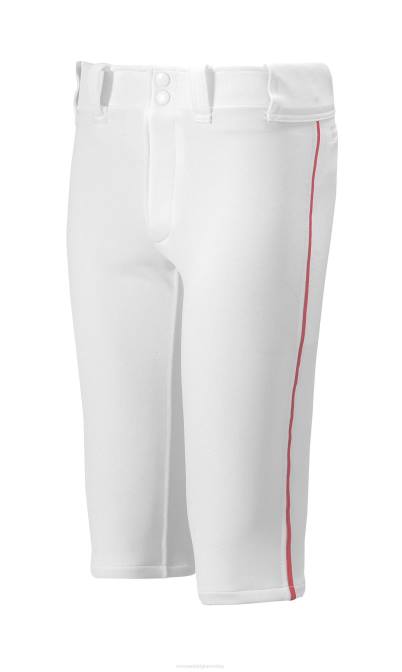 Mizuno premier honkbalbroek met korte biezen jeugd kleding wit-rood(0010) VZJP1213