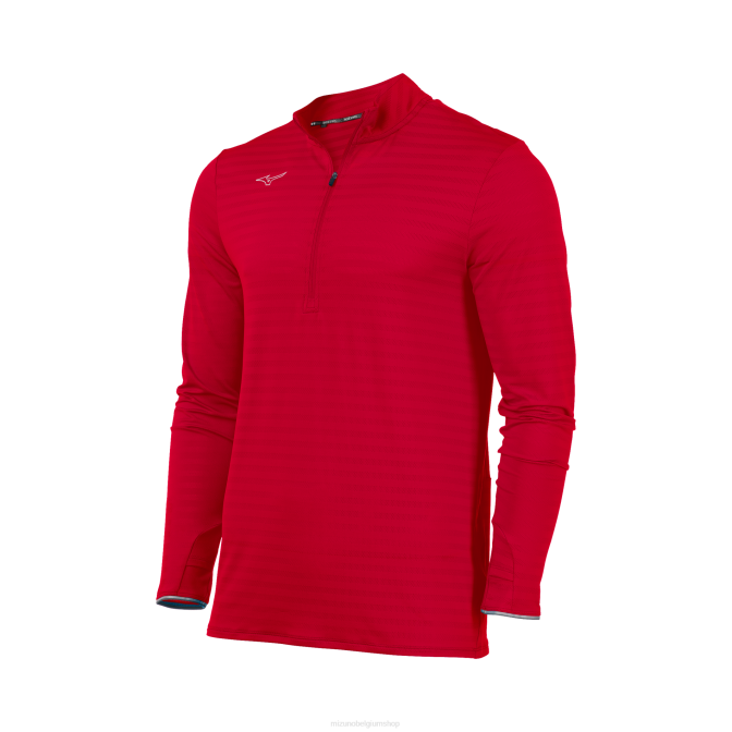 Mizuno atletische eco 1/2 ritssluiting Heren kleding rood(1010) VZJP1454