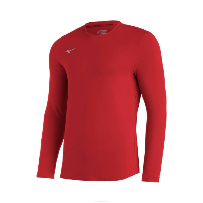 Mizuno comp diamant crew met lange mouwen uniseks kleding rood(1010) VZJP1551