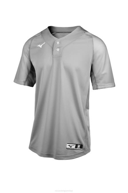 Mizuno aerolite honkbalshirt met 2 knopen jeugd kleding grijs(9191) VZJP1273