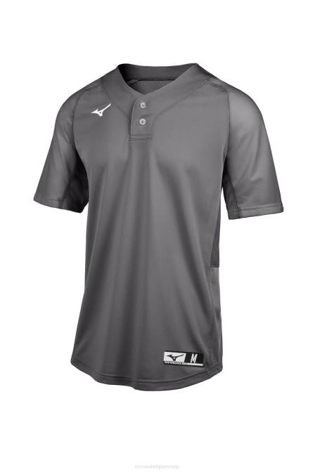 Mizuno aerolite honkbalshirt met 2 knopen uniseks kleding houtskool(9292) VZJP1248
