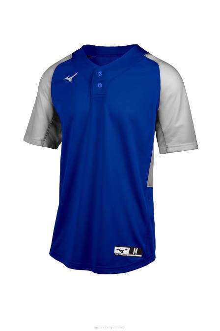 Mizuno aerolite honkbalshirt met 2 knopen uniseks kleding koningsgrijs(5291) VZJP1246