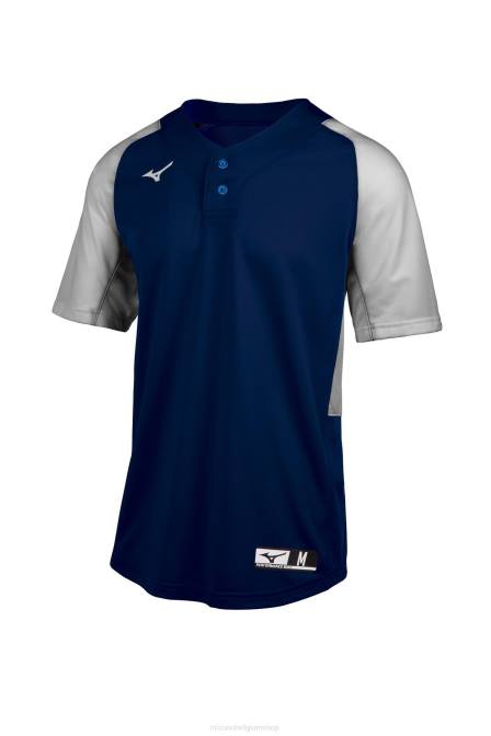 Mizuno aerolite honkbalshirt met 2 knopen uniseks kleding marinegrijs(5191) VZJP1245