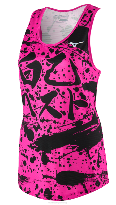 Mizuno afdrukbare eco lopende tank vrouwen kleding roze(pr61) VZJP361
