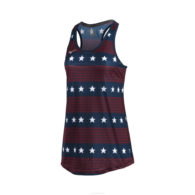 Mizuno afdrukbare lopende tank vrouwen kleding hoogrisicorood-landgoedblauw(1g5y) VZJP236