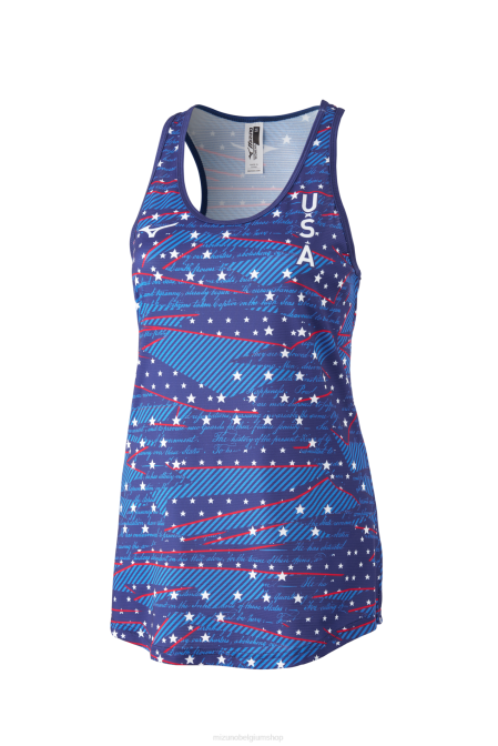 Mizuno afdrukbare lopende tank vrouwen kleding perzikboom-blauw(sm01) VZJP232