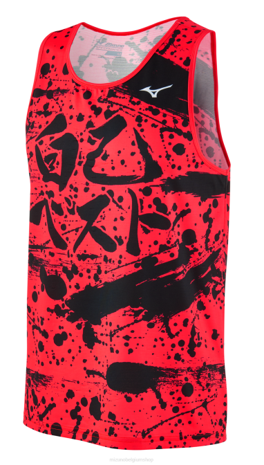Mizuno bedrukbaar eco-hardloopsinglet Heren kleding koraal(pr60) VZJP354