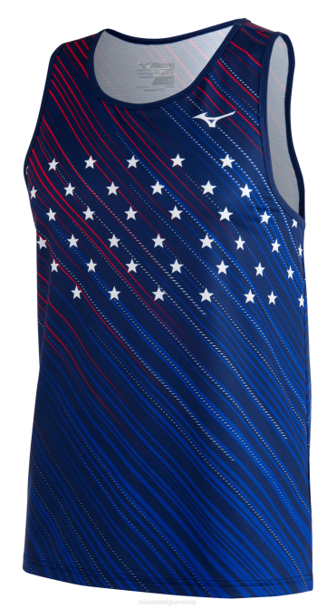 Mizuno bedrukbaar eco-hardloopsinglet Heren kleding middeleeuwsblauw(meme) VZJP353