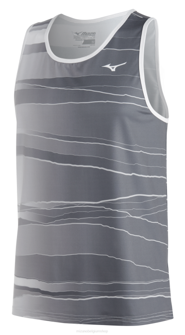 Mizuno bedrukbaar eco-hardloopsinglet Heren kleding stille schaduw(9i9i) VZJP356