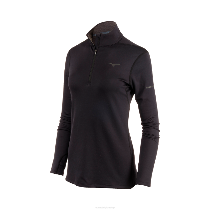 Mizuno adem thermo lopende halve rits vrouwen kleding zwart(9090) VZJP288