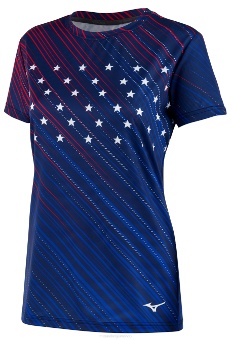Mizuno bedrukbaar eco hardloop-T-shirt met korte mouwen vrouwen kleding middeleeuwsblauw(meme) VZJP339