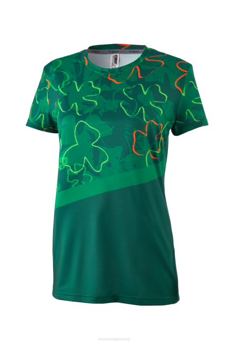 Mizuno bedrukbare hardloopshort met korte mouwen vrouwen kleding rijstgroen(sm73) VZJP244