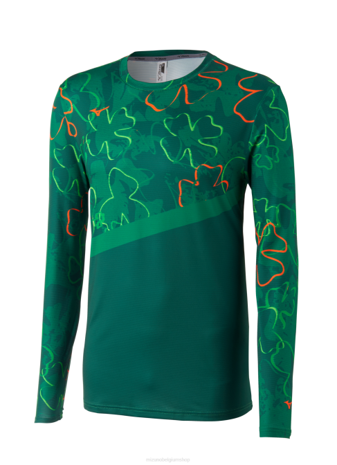 Mizuno bedrukbare running longsleeve Heren kleding rijstgroen(sm73) VZJP256