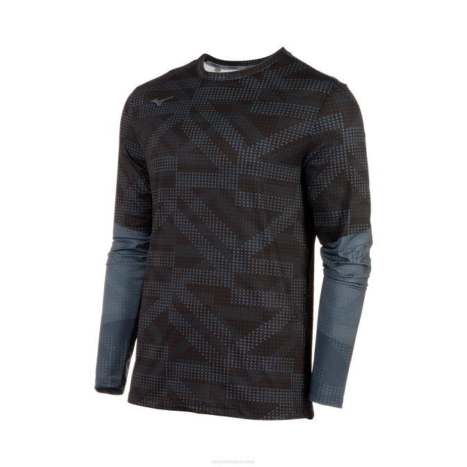 Mizuno bedrukbare running longsleeve Heren kleding zwart(9090) VZJP253