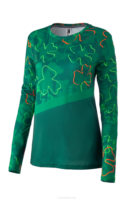 Mizuno bedrukbare running longsleeve vrouwen kleding rijstgroen(sm73) VZJP251