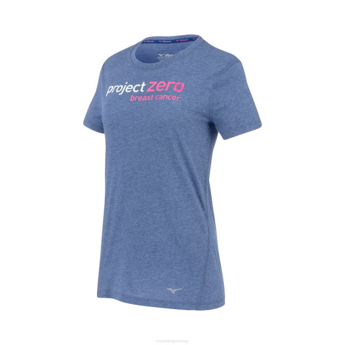 Mizuno inspireer project zero tee vrouwen kleding landgoedblauw(5j5j) VZJP371