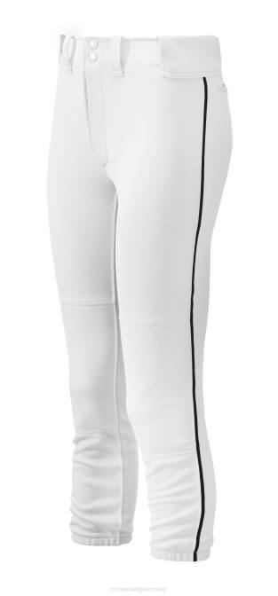 Mizuno softbalbroek met ceintuur meisje kleding wit-zwart(0090) VZJP1926