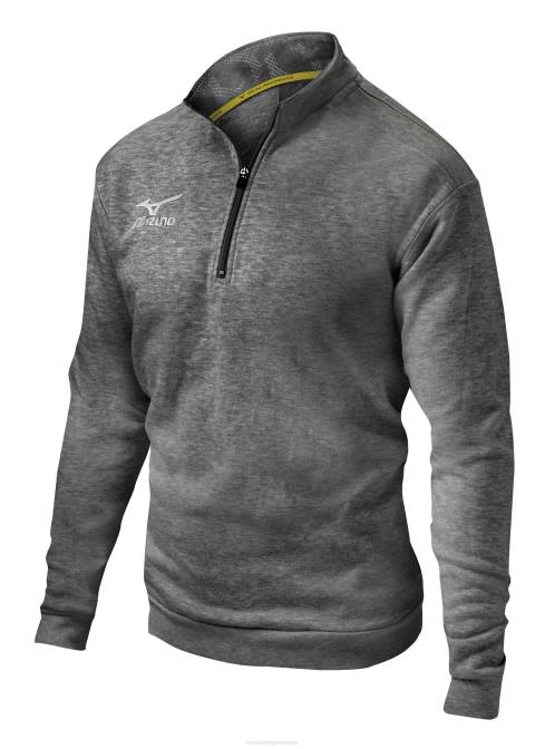 Mizuno Fleecetrui met 1/2 ritssluiting uniseks kleding houtskool(9292) VZJP1500