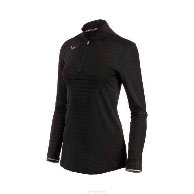 Mizuno atletische eco 1/2 ritssluiting vrouwen kleding zwart(9090) VZJP2141