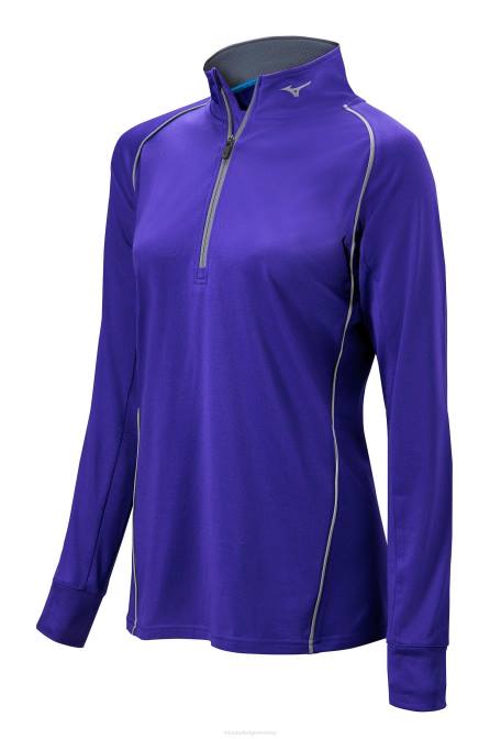 Mizuno comp pullover met 1/2 rits en lange mouwen meisje kleding paars(6060) VZJP2534