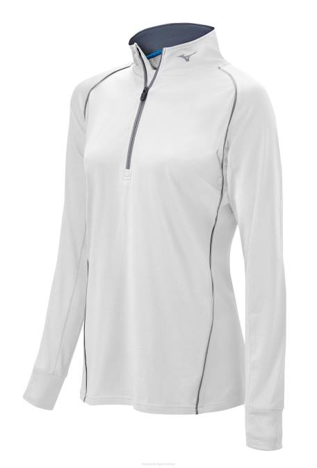 Mizuno comp pullover met 1/2 rits en lange mouwen meisje kleding wit(0000) VZJP2527