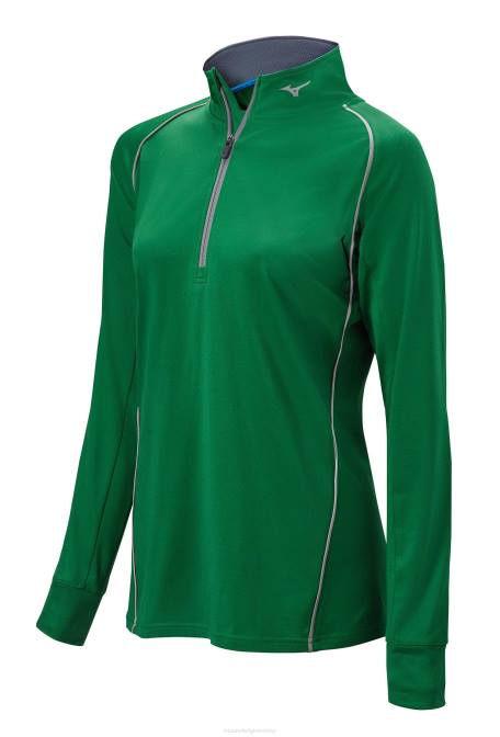 Mizuno comp pullover met 1/2 rits en lange mouwen vrouwen kleding bos(4141) VZJP2507