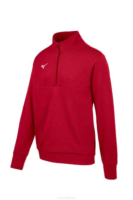 Mizuno mz1 fleecetrui met 1/4 rits uniseks kleding rood(1010) VZJP1306