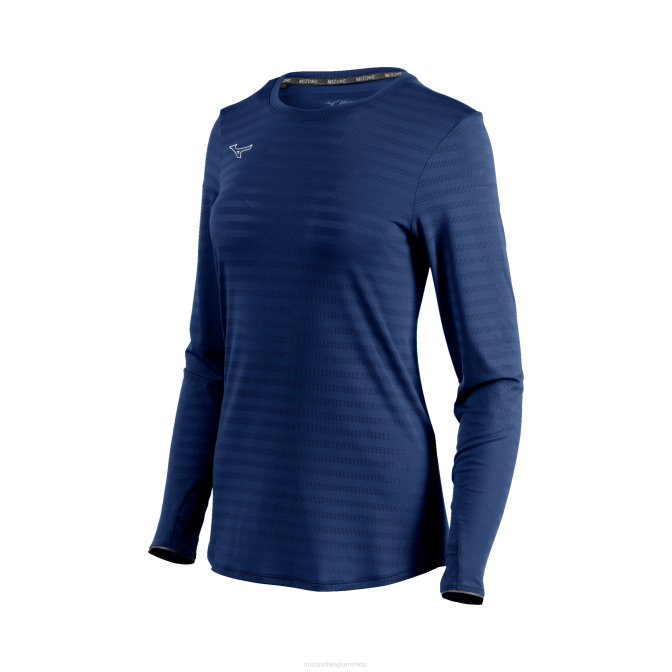 Mizuno atletische eco lange mouw vrouwen kleding marine (5151) VZJP2138