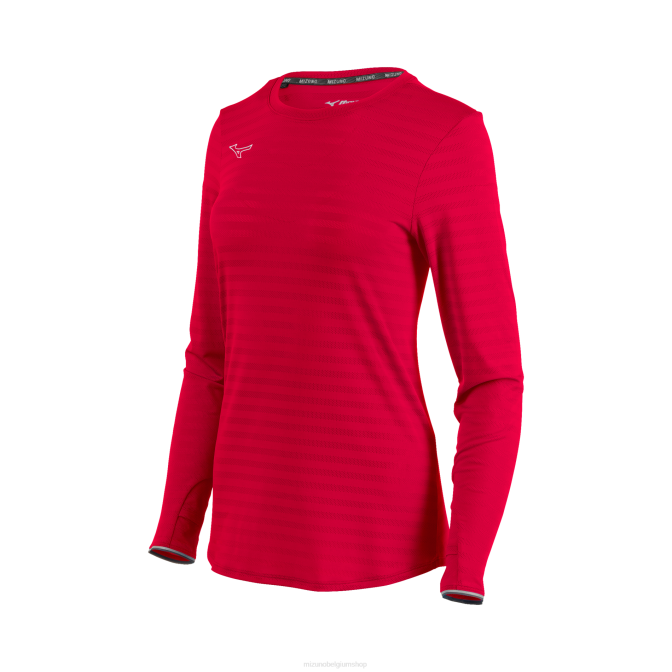 Mizuno atletische eco lange mouw vrouwen kleding rood(1010) VZJP2137