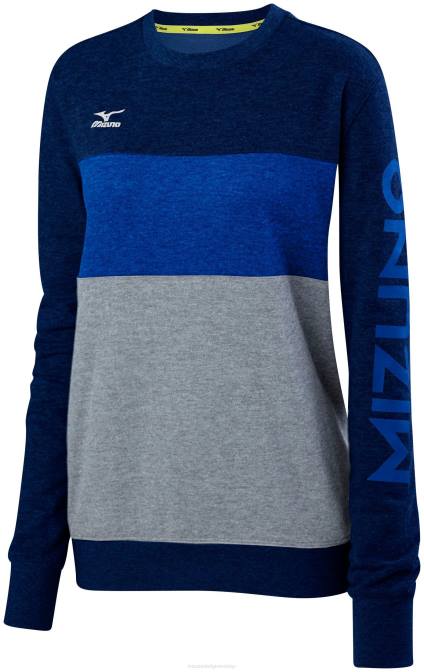 Mizuno retro volleybal sweatshirt met ronde hals uniseks kleding marine-koninklijk(5152) VZJP2474